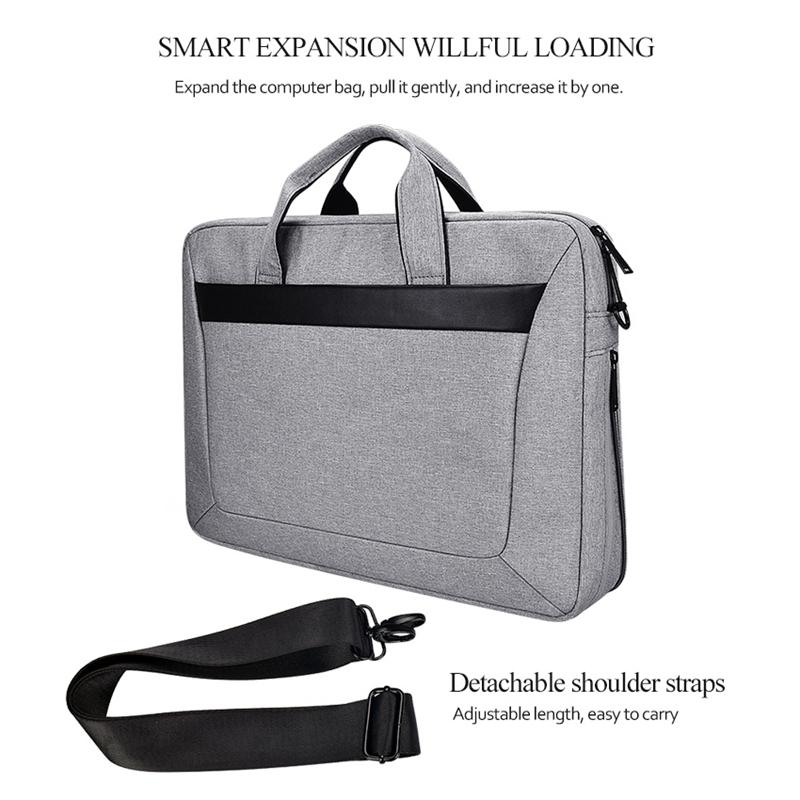 Expandable Laptop Bag - Waterproof Oxford Cloth Detachable Shoulder Strap - Pink